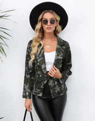 Ladies Fashion Print Lapel Small Blazer - Fashionner