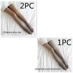 Fake Translucent Plus Size Leggings Fleece Lined Tights Fall And Winter Warm Fleece Pantyhose Women Fleece Lined Pantyhose Thermal Winter Tights - Fashionner