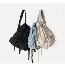 Large Capacity Student Schoolbag Casual Versatile Pleated Nylon Canvas - Fashionner