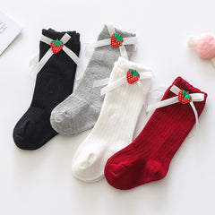 Girls' Stockings Korean Style Ins Bow Baby Princess Socks Long Tube Baby Calf Socks Spring And Autumn Children's Cotton Socks - Fashionner
