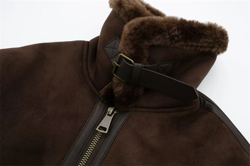 Warm Fur Integrated Loose Motorcycle Double-sided Jacket Jacket - Fashionner