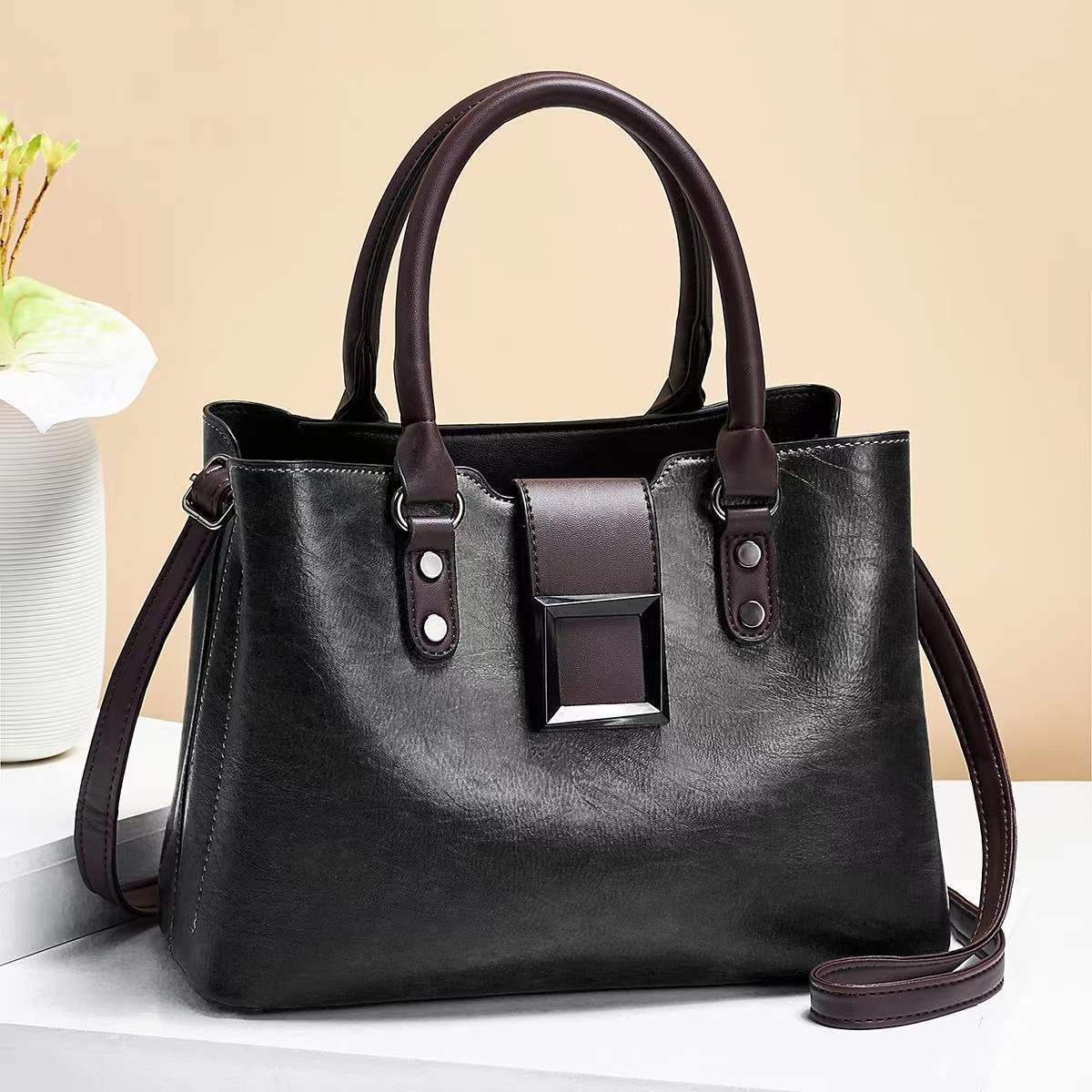 Women Shoulder Bag Big Buckle Handbags Work Daily Office Crossbody Bags - Fashionner