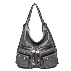 Women's Large Capacity Soft Leather Textured Shoulder Bag - Fashionner
