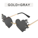 New Metal Frameless Love Flame Sunglasses - Fashionner