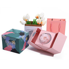Creative Eternal Rose Box Eternal Soap Flower Jewelry Box Ring Necklace Storage Case Valentines Surprise Gift - Fashionner