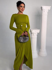 Autumn New Long Dress Style Satin Banquet President's Dress - Fashionner