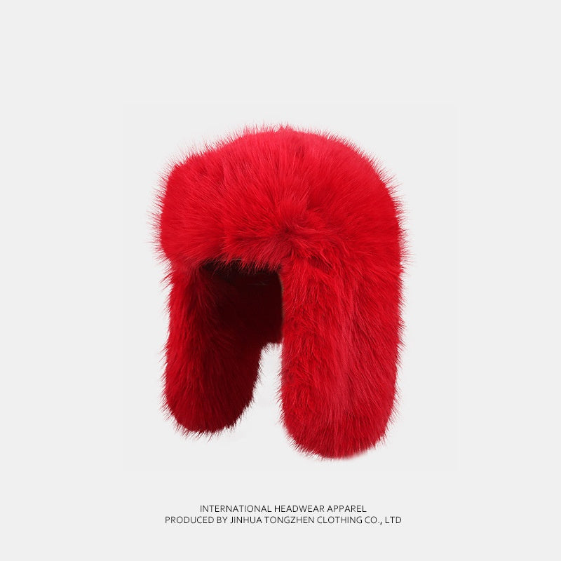Blue Velvet Ushanka Female Winter Thicken Thermal Furry Earmuffs Hat - Fashionner