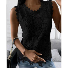 Flowers Lace Vest Women Summer Tops S-5XL - Fashionner