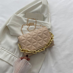 Solid Color Simple Chain Shoulder Bag - Fashionner