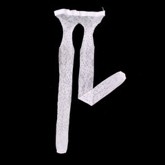 Rhinestone Quartz Four Sides Carved Empty Fishnet Stockings Crotch Free - Fashionner