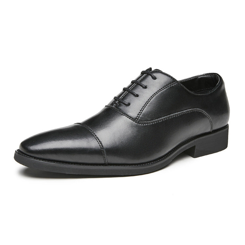 New lace-up pointed soft soled three-joint leather height-increasing Business men's Oxford Dress Shoes - Fashionner