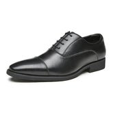 New lace-up pointed soft soled three-joint leather height-increasing Business men's Oxford Dress Shoes - Fashionner