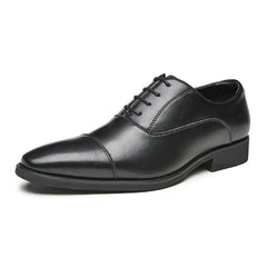New lace-up pointed soft soled three-joint leather height-increasing Business men's Oxford Dress Shoes - Fashionner