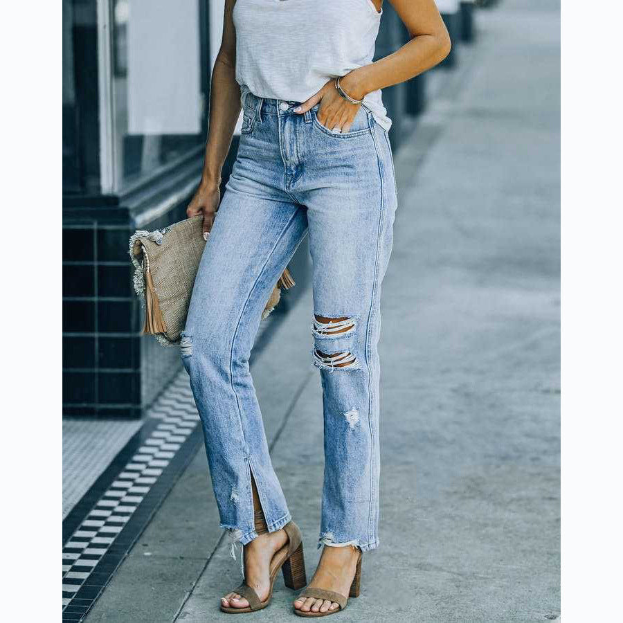 Spring And Summer Leisure Fashion Street Washed Jeans - Fashionner