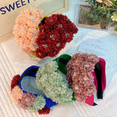 Flower series fashionable and exaggerated wide edge handmade fabric headband - Fashionner