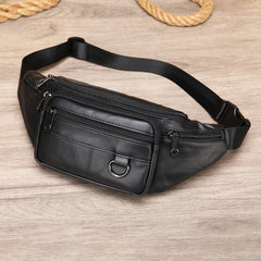 Sheepskin men's bag, sheepskin mobile phone waist bag, genuine leather crossbody bag, multifunctional sports