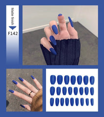 Nail Art Fake Nails Stiletto Tips Clear Press on Long False with Glue Coffin Stick Display Full Cover Artificial Designs Matte - Fashionner