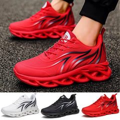 Men's Flame Printed Sneakers Flying Weave Sports Shoes Comfortable Running Shoes Outdoor Men Athletic Shoes - Fashionner