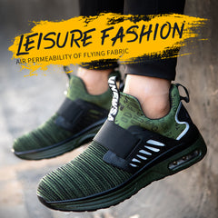 Men's Anti-Smashing And Anti-Piercing Safety Shoes Lightweight Flying Woven Breathable And Insulating Protective Work Shoes - Fashionner