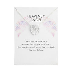 Fashion Jewelry Ladies Pendant Angel Wings Card Necklace - Fashionner