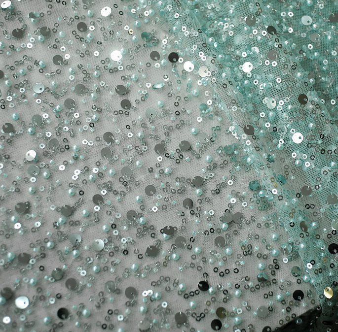 Sequined Pearl Embroidery Lace Asymmetric Single Sleeve Dress - Fashionner