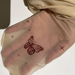 Lolita Tattoo Y2g Tattoo Print Butterfly Stockings - Fashionner