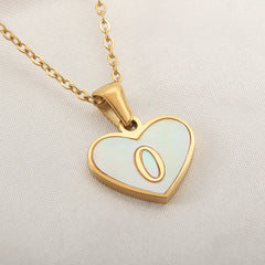 26 Letter Heart-shaped Necklace White Shell Love Clavicle Chain Fashion Personalized Necklace For Women Jewelry Valentine's Day - Fashionner