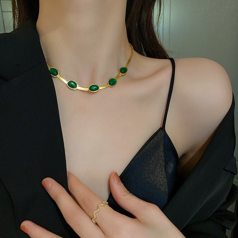 Fashion Jewelry Green Stone Crytal Snake Chain Multilayer Necklace For Women Pendant Boho Fashion Jewelry Gift - Fashionner