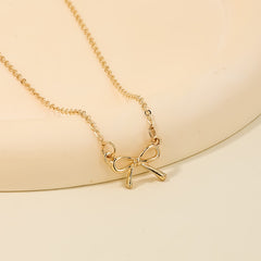 Sweet Light Luxury Metal Diamond Bow Necklace For Women - Fashionner