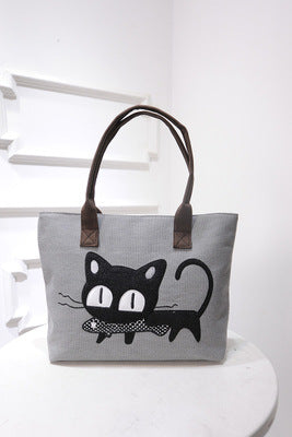 Cartoon cats eat fish handbags for ladies - Fashionner