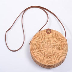 INS CHIC Handmade Crossbody bags Bohemian Straw Bags for Women Little Circle Beach Handbags Summer Vintage Rattan Bag - Fashionner