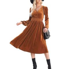 Solid Color Long Sleeve Dress For Women