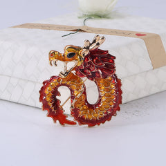 Alloy dripping oil zodiac dragon brooch