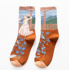 Trendy Mid-calf Length Socks Preppy Style Stockings Artistic Illustration Socks - Fashionner