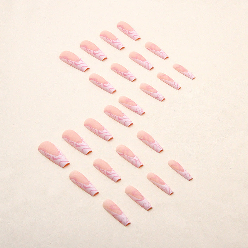 Heart Stripe Fake Nails - Fashionner