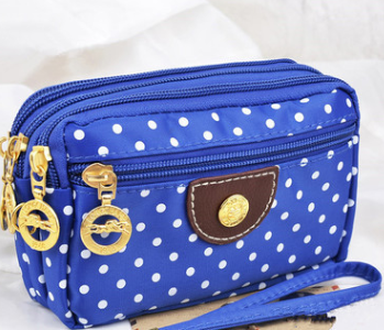 Canvas handbags handbags Korean version of the three-zipper multi-layer wallet hand bag packet phone change - Fashionner
