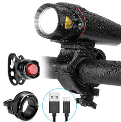 New Bicycle Light USB Rechargeable Headlight Tail Light - Fashionner