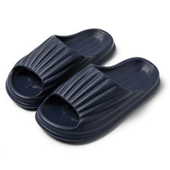 Home Slippers Women Men New Solid Striped Peep-toe Shoes House Floor Bathroom Slippers For Couple - Fashionner