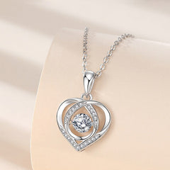 S925 Beating Heart-shaped Necklace Women Luxury Love Rhinestones Necklace Jewelry Gift For Valentine's Day - Fashionner
