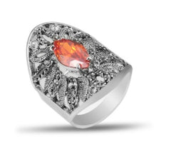 Fashion Diamond Colored Leaf Couple Ring Ring