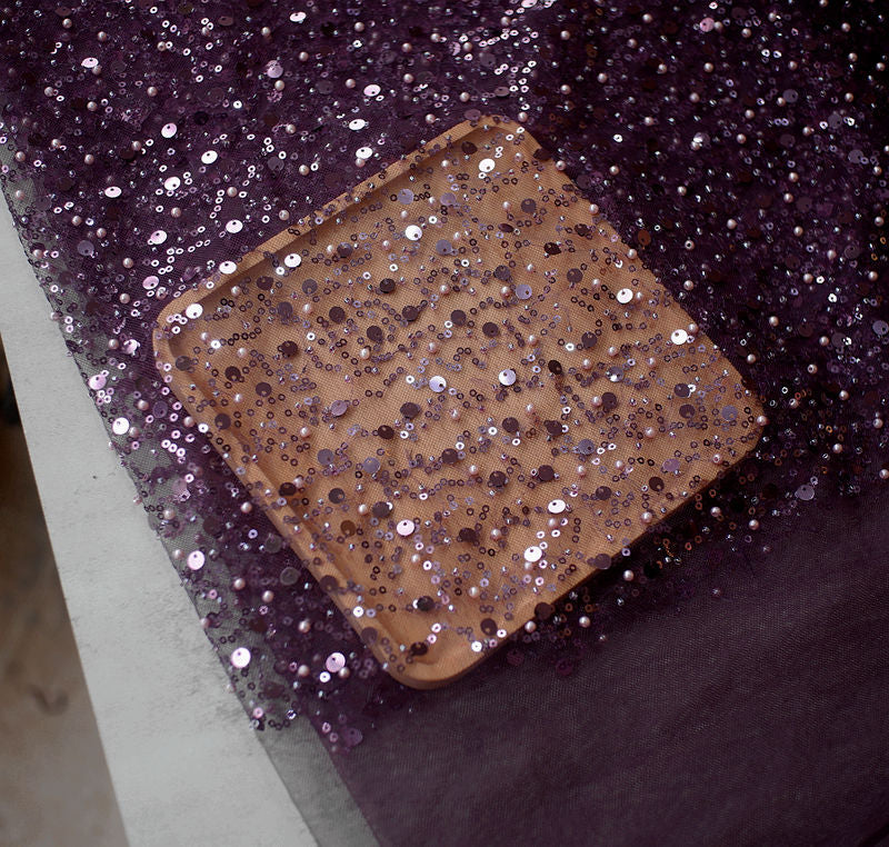 Sequined Pearl Embroidery Lace Asymmetric Single Sleeve Dress - Fashionner