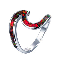 Female White Fire Opal Ring White Gold Full Beads Zircon Ring