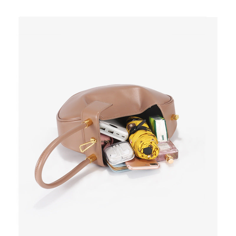 Leather handbags Europe and the United States fashion retro French niche design portable dumplings wonton handbags - Fashionner