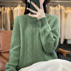Women's Cable-knit Sweater Knitwear Top Pullover Solid Color Bottoming Shirt - Fashionner