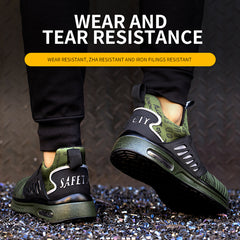 Men's Anti-Smashing And Anti-Piercing Safety Shoes Lightweight Flying Woven Breathable And Insulating Protective Work Shoes - Fashionner