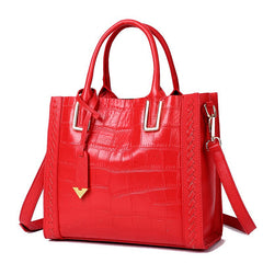 Crocodile Pattern Woven Handbag Women Leather Handbags - Fashionner