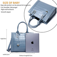 Crocodile Pattern Woven Handbag Women Leather Handbags - Fashionner