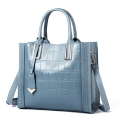 Crocodile Pattern Woven Handbag Women Leather Handbags - Fashionner