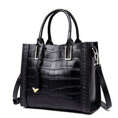 Crocodile Pattern Woven Handbag Women Leather Handbags - Fashionner