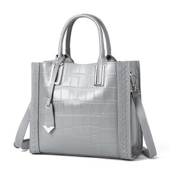 Crocodile Pattern Woven Handbag Women Leather Handbags - Fashionner